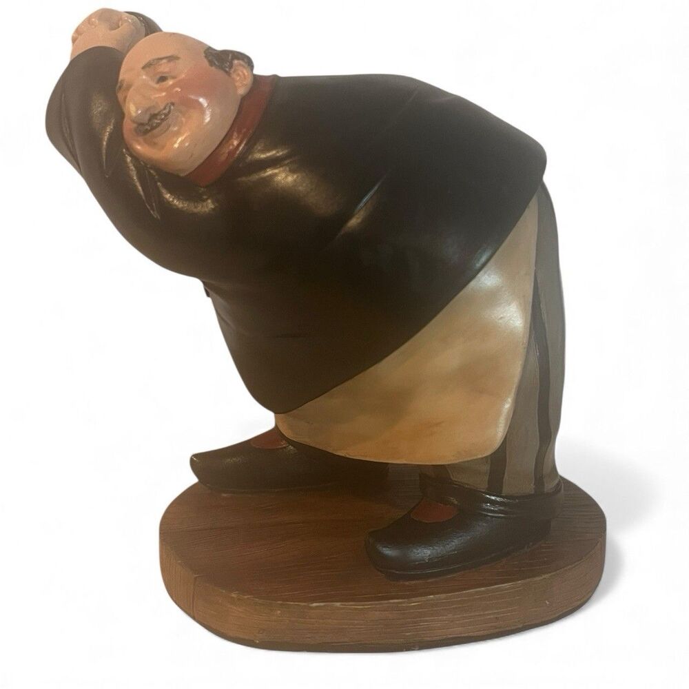 Wine Bottle Holder Signed 2003 Resin Butler Waiter Bar Decor Collectible Rare